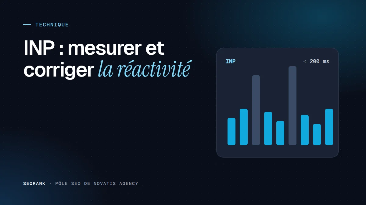 Illustration éditoriale SEORank : « INP : mesurer et corriger la réactivité »