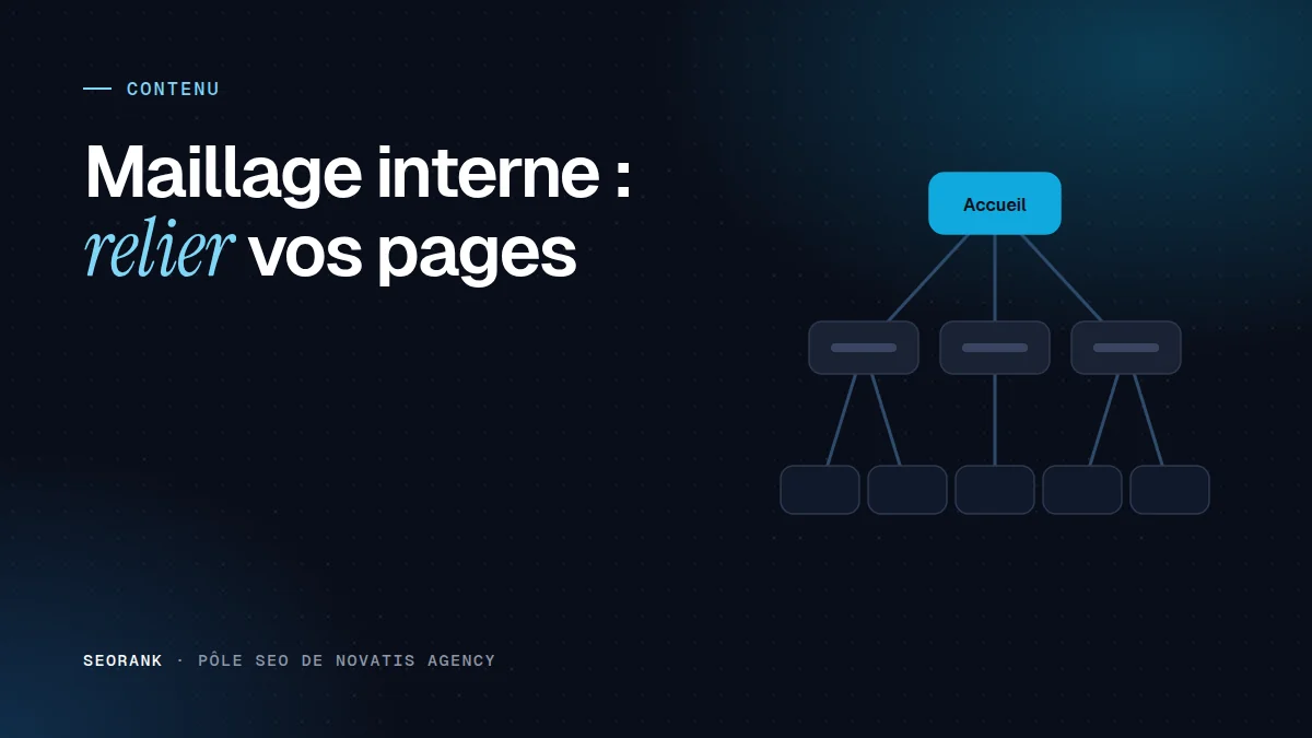 Illustration éditoriale SEORank : « Maillage interne : relier vos pages »